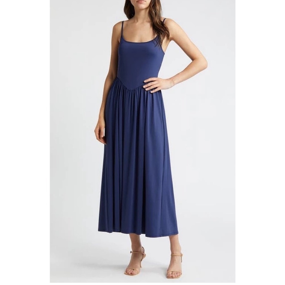 NWT Charles Henry Navy Strappy Midi Dress Nordstrom, XS